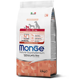 Monge Mini Puppy & Junior лосось з рисом 2,5 кг | 7,5 кг | 15 кг.