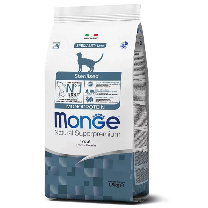 Monge Monoprotein Sterilised з фореллю 400 гр | 1.5 кг | 10 кг., фото 1