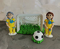 Набір "Ворота, м'яч і футболіст", Декор для торта, Цукрові прикраси, Фігурки на торт