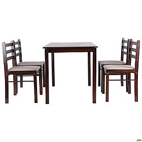 Кухонний стіл і стільці Брауні (4 стільця) темний шоколад / латте, ТМ Амф