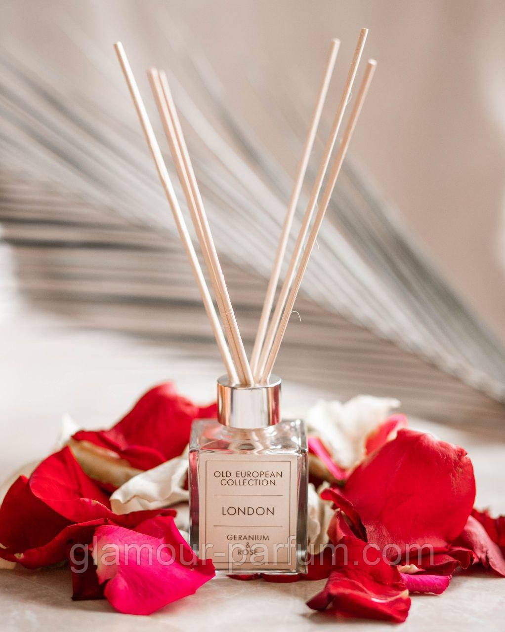 Аромадиффузор парфумований "LONDON" Geranium & Rose для дому, офісу ОПТ, фото 1