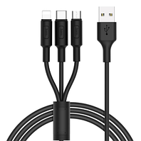 Универсальный кабель-USB-зарядка 3 в 1 Micro+Lightning+Type-C 1м