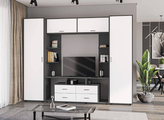 Современная стенка шириной 270 см со шкафом в гостиную "Ютта" от ...