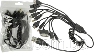USB Кабель "Пружина" 10in1 с разъемом lightning тех.пак. (черный)