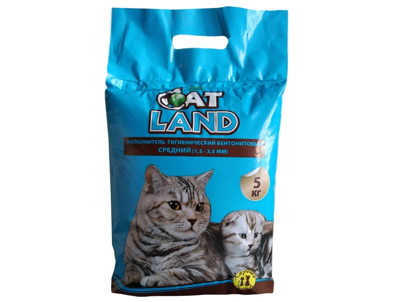 Гігієнічний Бентонітовий наповнювач для котячих туалетів Cat Land , середня гранула 1,5 - 3,5 мм, 5 кг