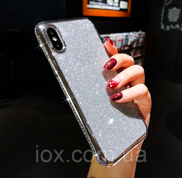 Силіконовий чохол з камінням Сваровські для Iphone XS max