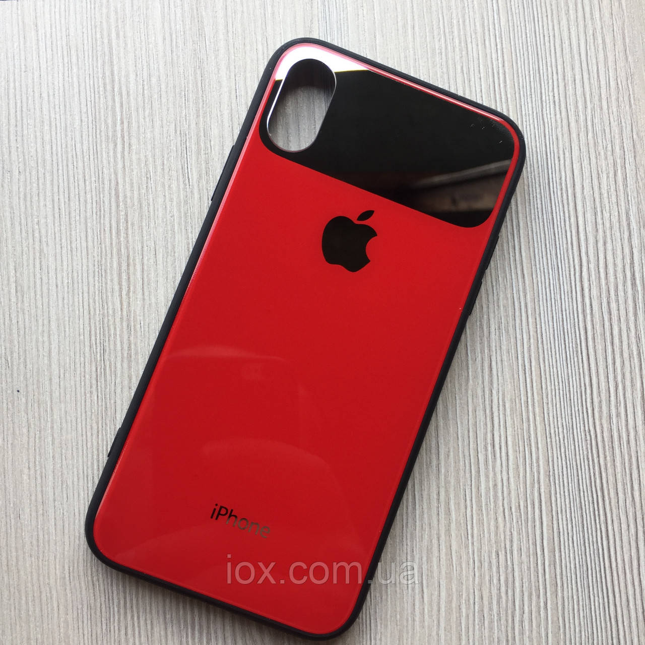 Червоний силіконовий чохол для iphone X/XS+дзеркало