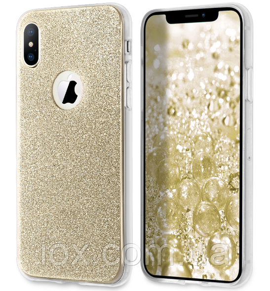 Чохол з блесточкамі 3D м'який силіконовий золотий для iphone X XS