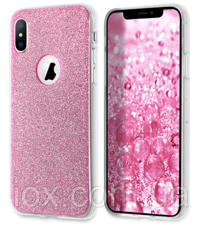 Чохол з блесточкамі 3D м'який силіконовий рожевий для iphone X XS