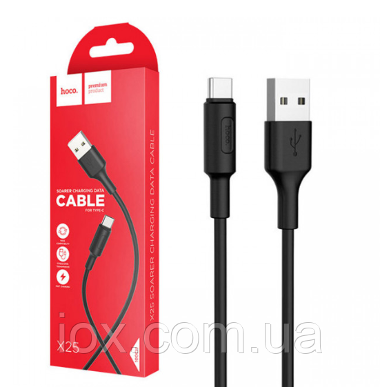 Usb кабель Hoco X-25 type C чорний для телефону