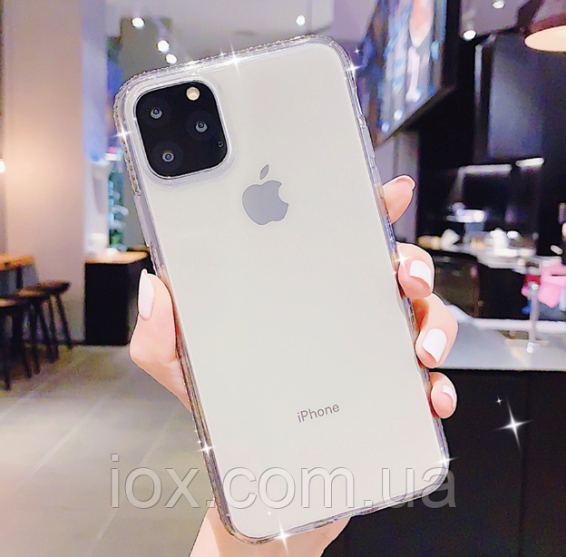 Силіконовий прозорий чохол із камінням Сваровскі для Iphone 14 6.1 дюйма