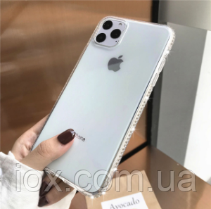 Прозорий силіконовий чохол з камінням Сваровські для Iphone 11pro Max 6.5 дюйма