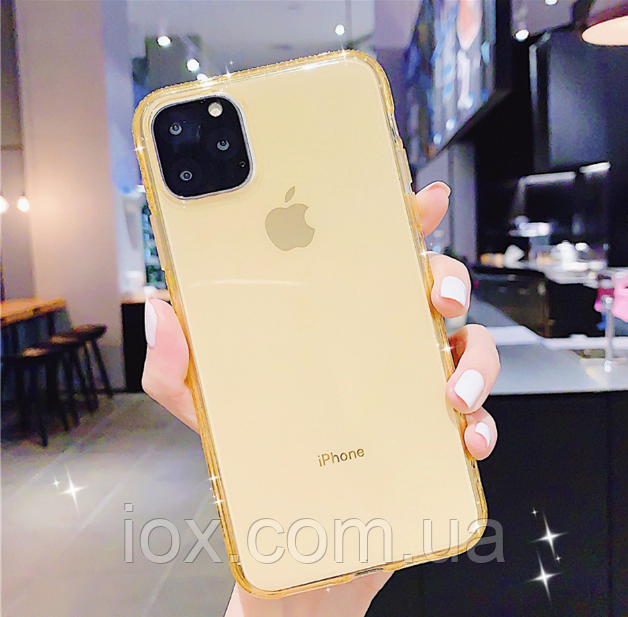 Силіконовий золотий чохол із камінням Сваровскі для Iphone 12pro Max 6.7дюйма