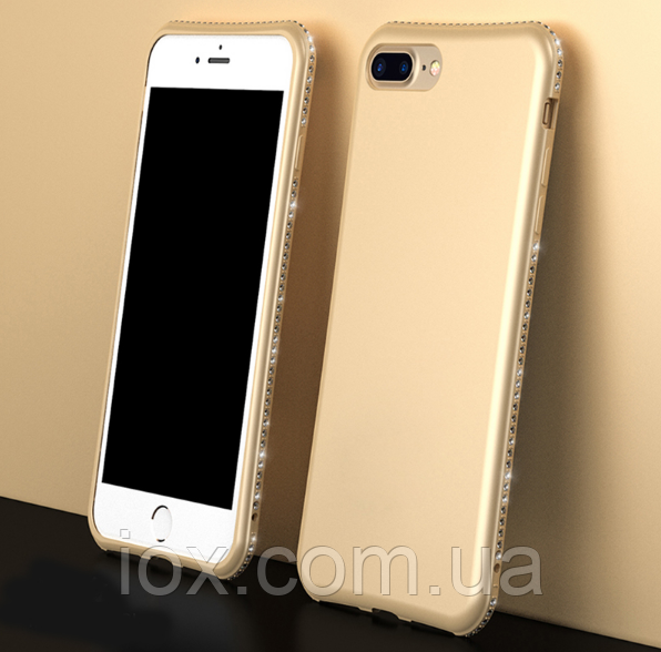 Золотий чохол з камінням Сваровські для iPhone X XS силікон