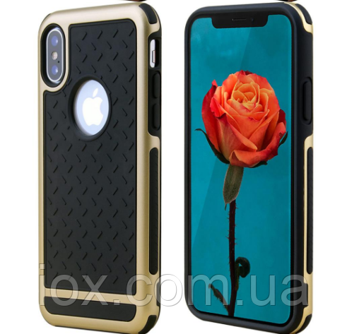 Захисний силіконовий чохол для iPhone X/XS золоті обода