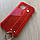 Силіконовий прозоро-червоний чохол для iphone 11pro блискітки+кільце+тримач, фото 5