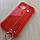 Силіконовий прозоро-червоний чохол для iphone 11pro блискітки+кільце+тримач, фото 6