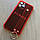 Силіконовий прозоро-червоний чохол для iphone 11pro блискітки+кільце+тримач, фото 8
