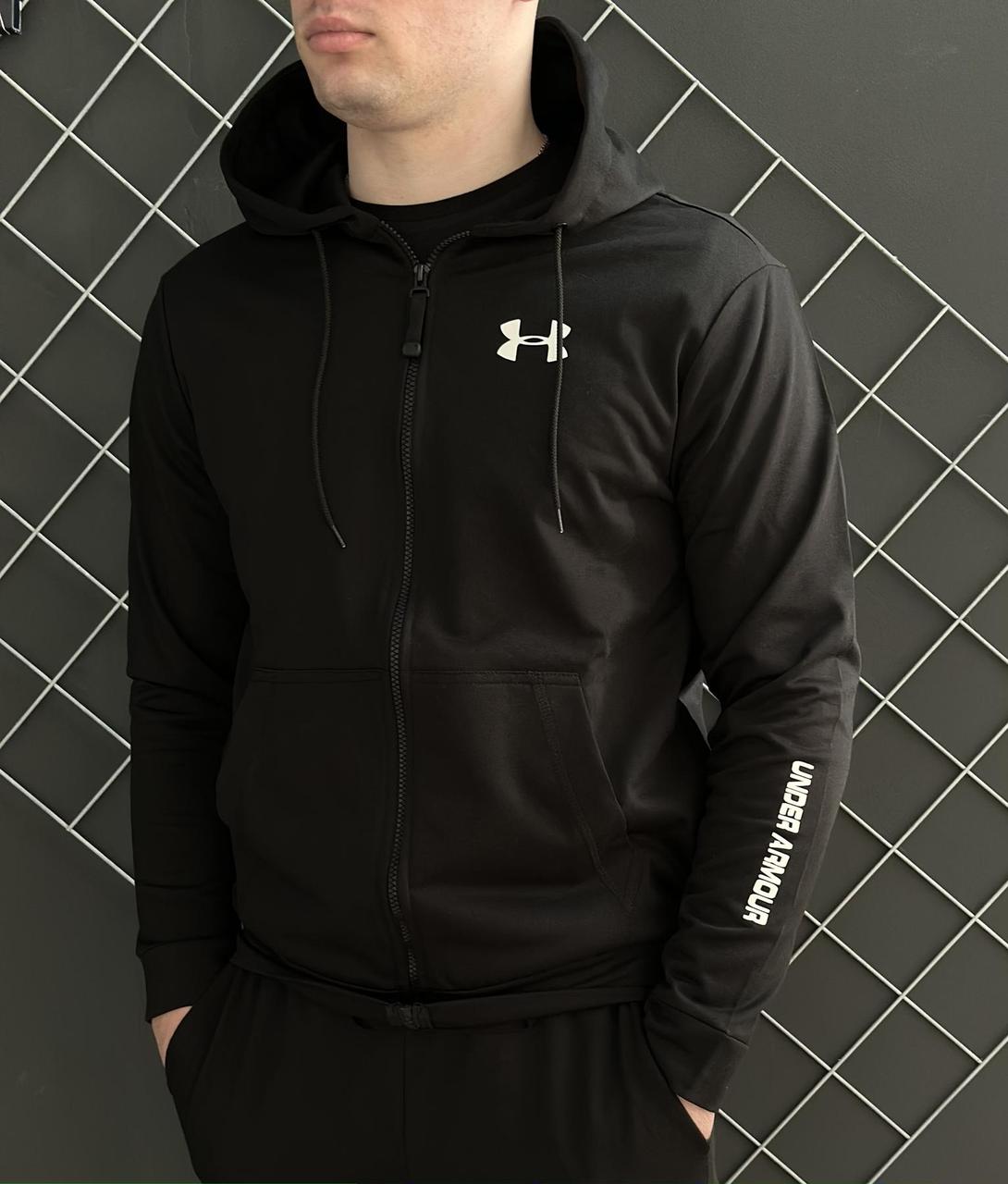 Демісезонна кофта на змійці хакі Under Armour (двонитка). Худі-толстовка підлітку Андер Армор