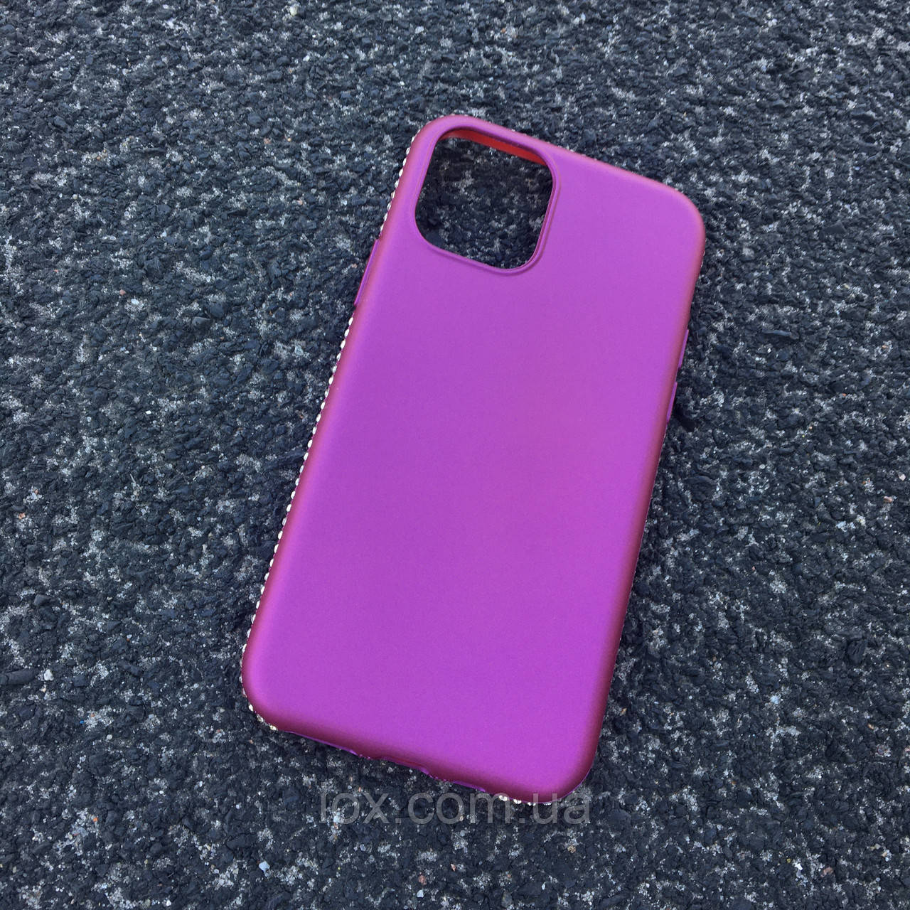 Фіолетовий м'який чохол з камінням Сваровські для iPhone 11
