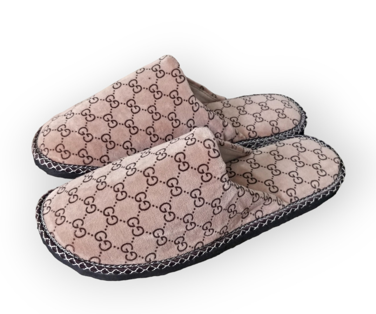 Хатні капці чоловічі закриті бежевий GG кімнатні капці для дому гіганти 48 49 50 розмір, фото 1