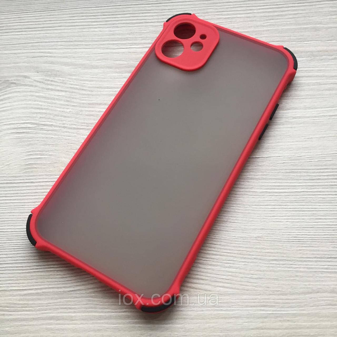 Противоударный чехол Armor Frame для iphone 11 красный матовый