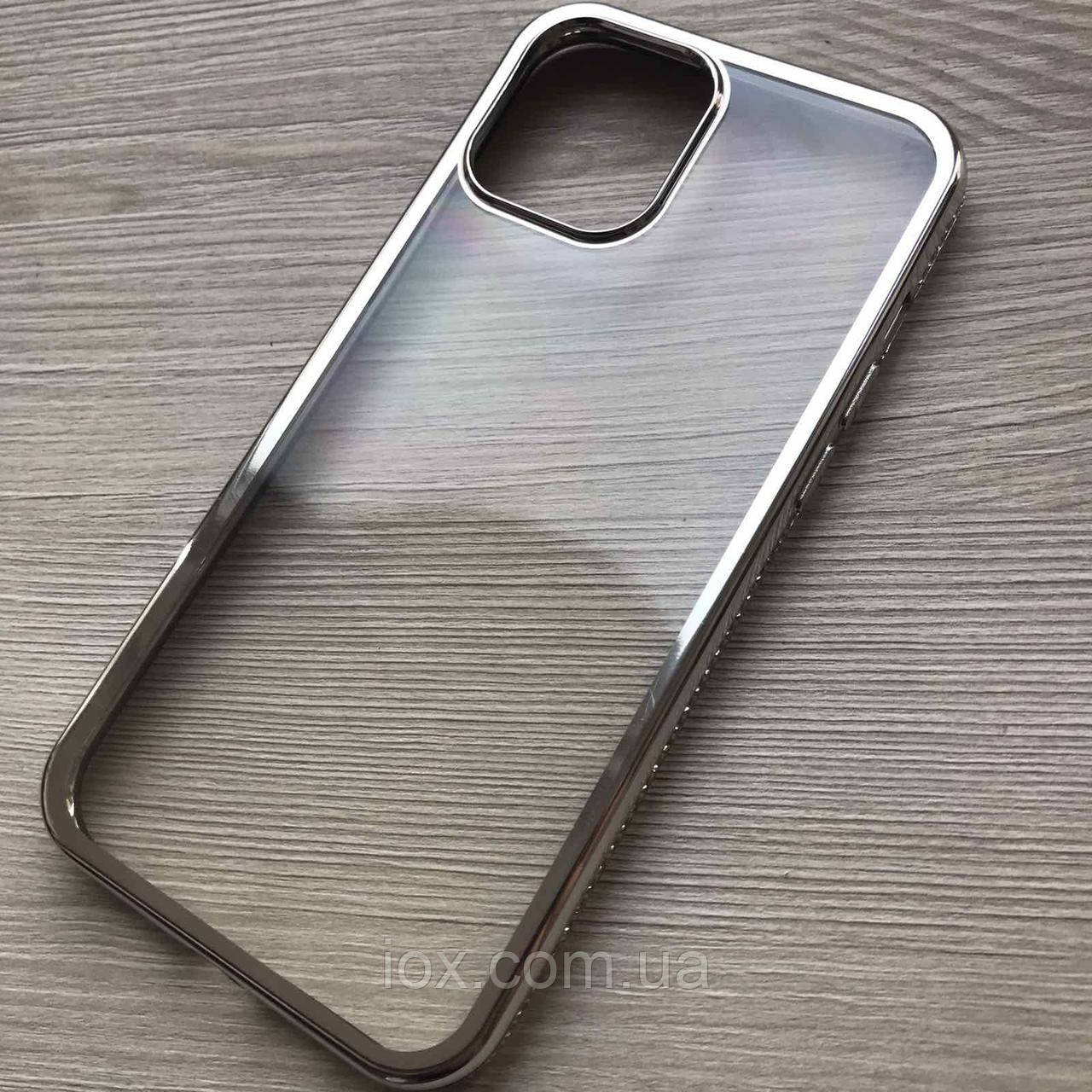 Силіконовий чохол c камінням Swarovski для Iphone 12pro Max срібний