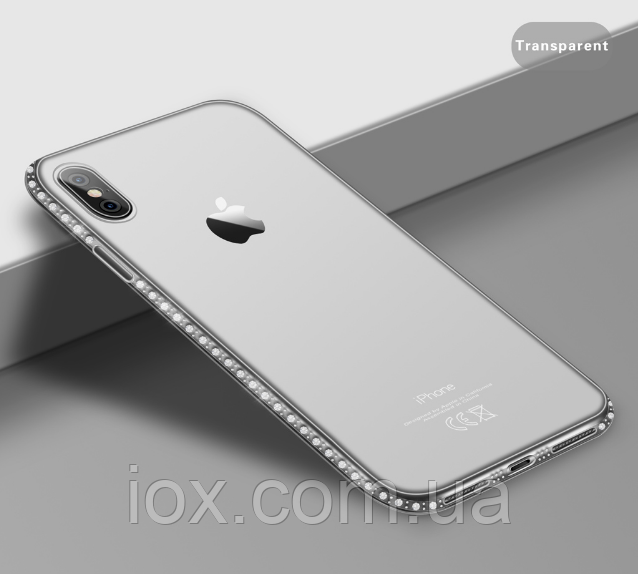 Прозорий силіконовий чохол з камінням Сваровські для Iphone Х XS 5.8 дюймів