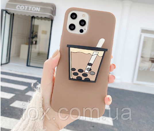 Силіконовий чохол для iphone 12/12pro з попсокетом кави