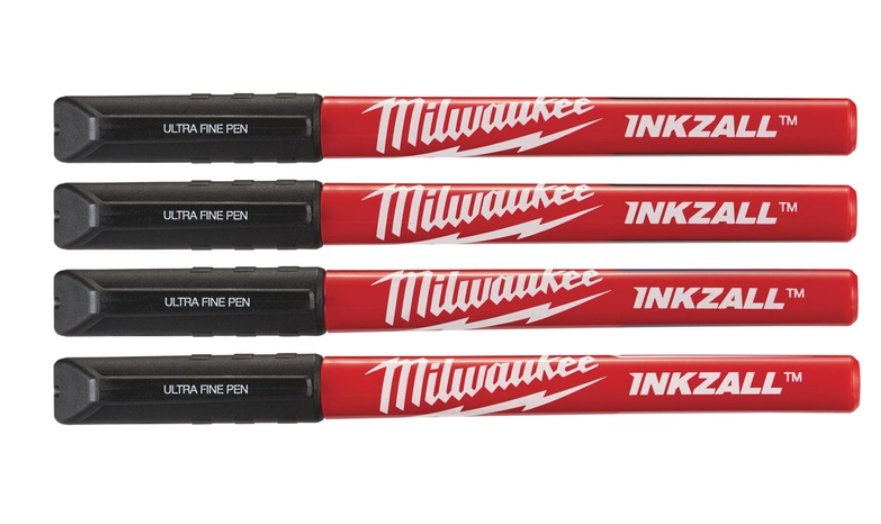 Маркери Milwaukee InkZAll для будмайданчика, чорний, ультра-тонкий 4 шт/компл.