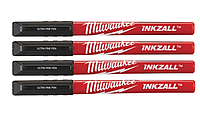 Маркеры Milwaukee InkZAll для стройплощадки, черный, ультра-тонкий 4 шт/компл.