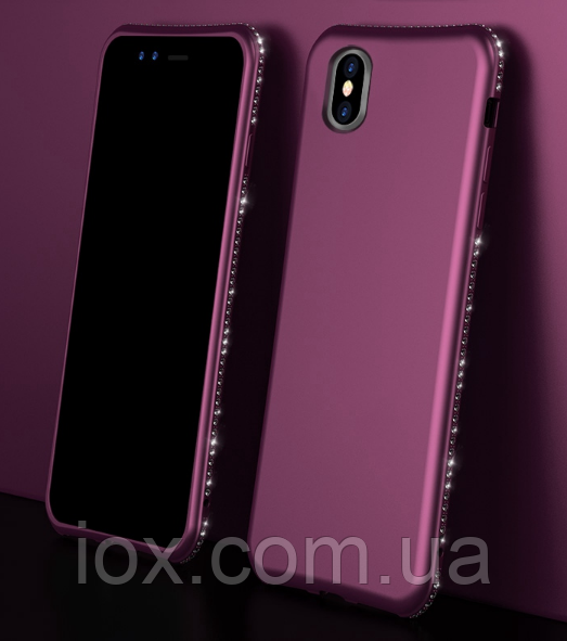 Фіолетовий й М'який чохол з камінням Сваровські для iPhone X/XS