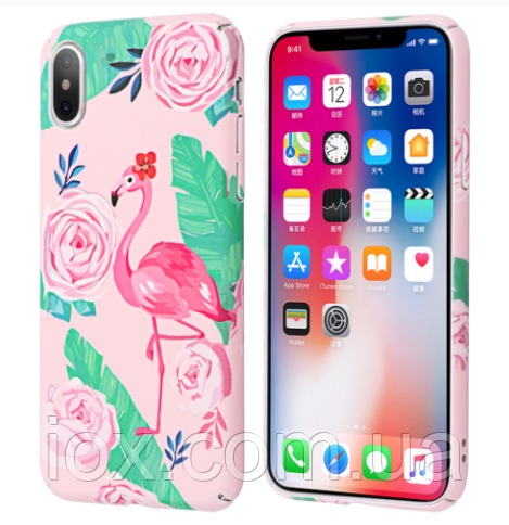Рожевий чохол з фламінго для iphone X XS