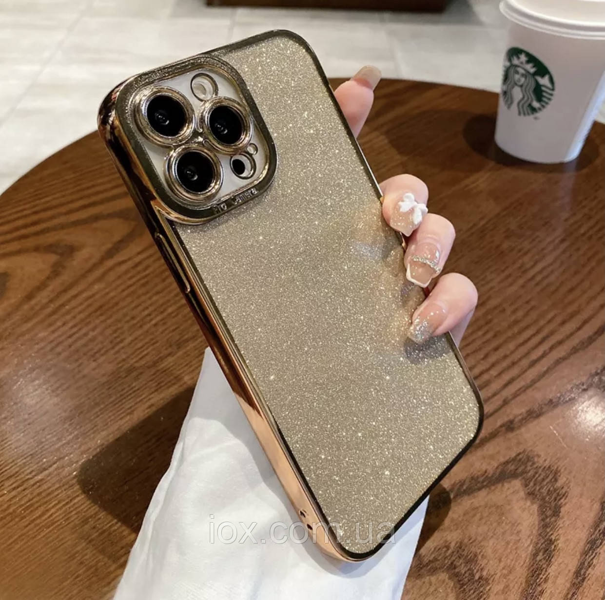 Подвійний чехол 2+1 золотий+прозорий силіконовий iphone 14Pro