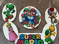 Набір цукрових топерів Супер Маріо 2D, прикраси з мастики на торт, кондитерський декор