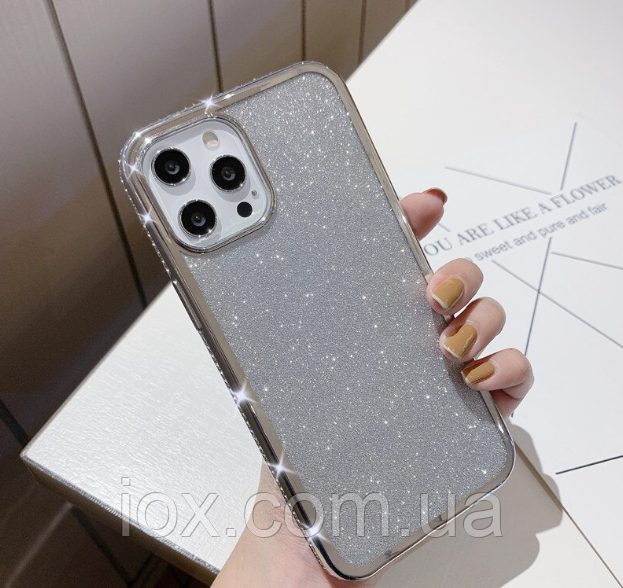 Силіконовий чохол c камінням Swarovski для Iphone 12pro Max срібний