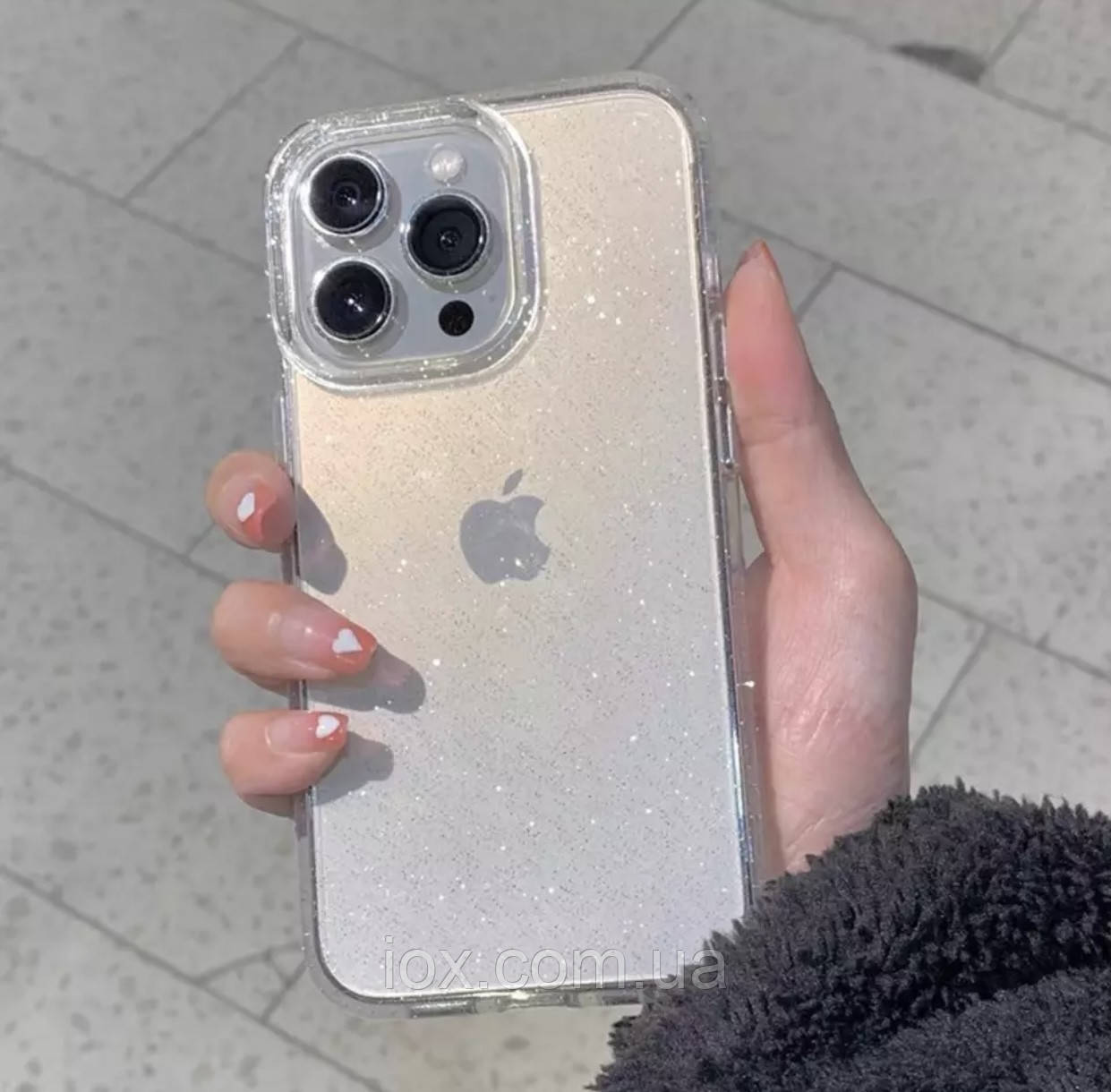 Силіконовий прозорий чохол для iphone 14pro з блискітками