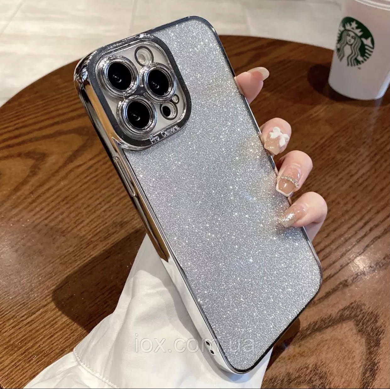Подвійний чехол 2+1 срібний+прозорий силіконовий iphone 14Pro