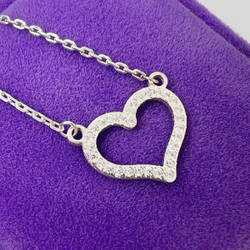 Срібне кольє з підвіскою в формі серця з фіанітами ПЛ-148