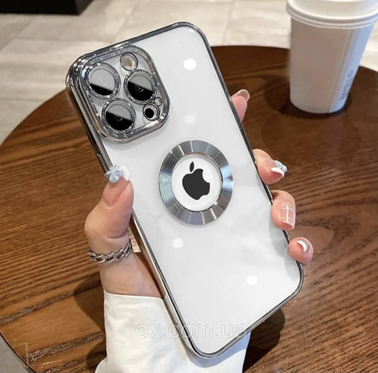 Силіконовий прозорий чохол MgSafe для iphone 14pro max срібний