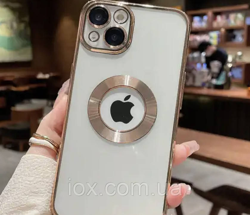 Силіконовий чохол для iphone 13 прозоро-золотий, фото 1