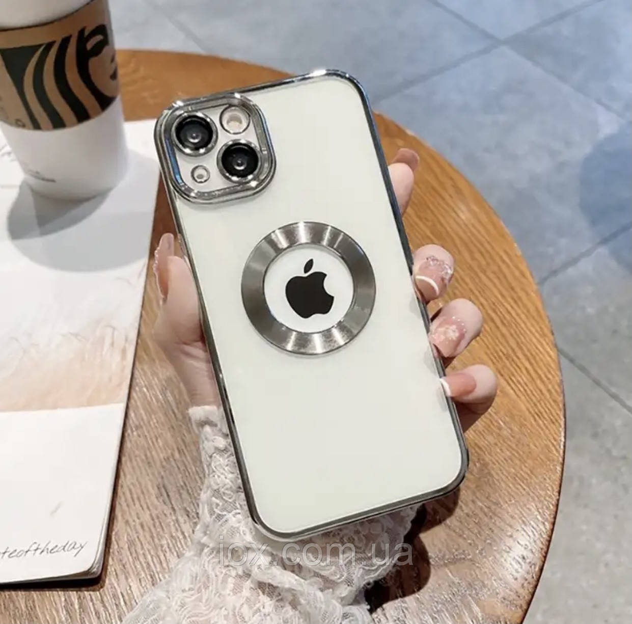 Силіконовий прозоро-срібний чохол для iphone 14, фото 1