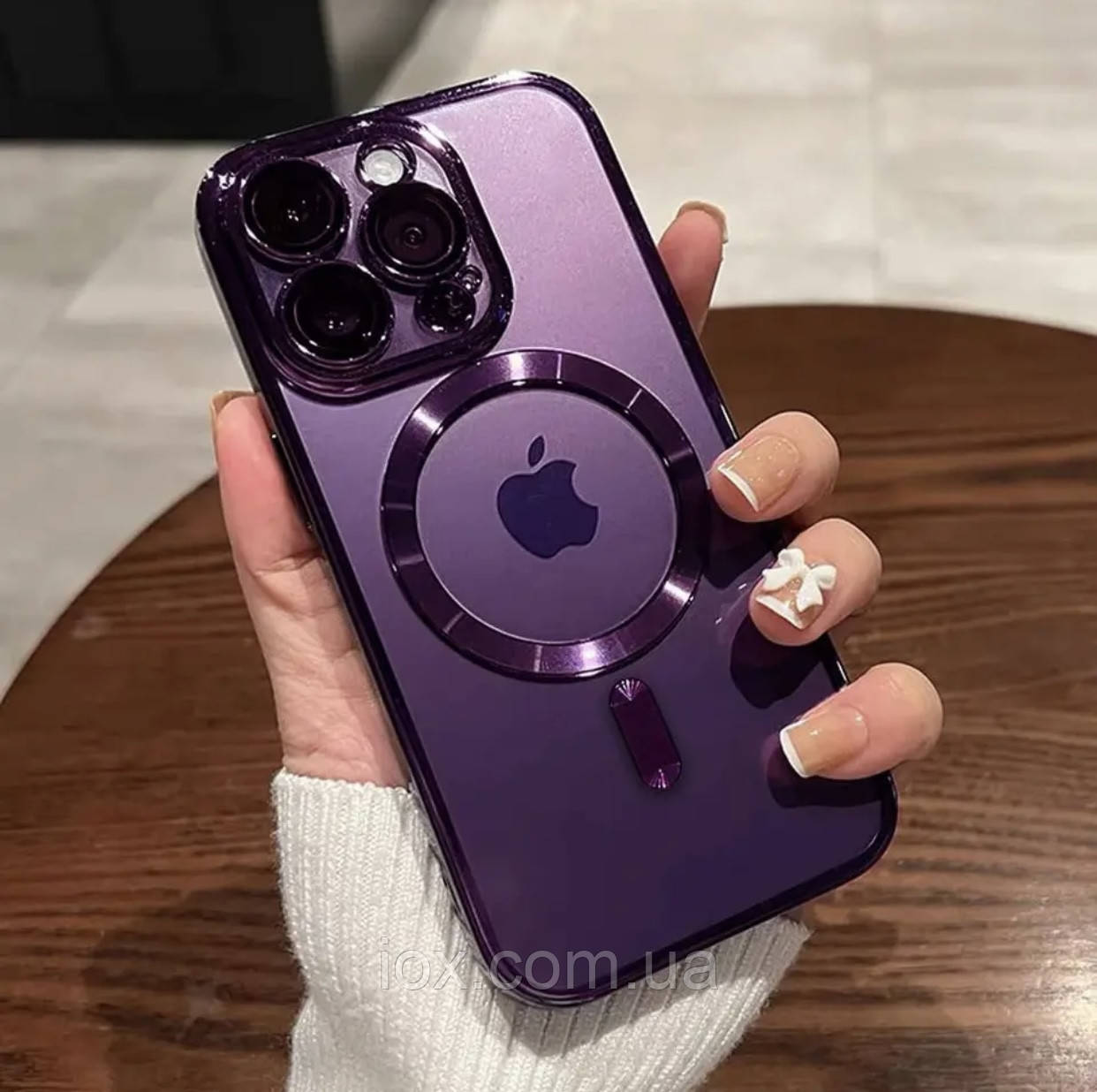 Прозоро-фіолетовий чохол зі захистом на камеру для Iphone 14 Pro Max