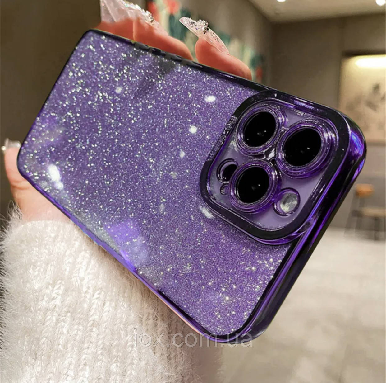 Подвійний чехол 2+1 фіолетовий+прозорий силіконовий iphone 14Pro Max