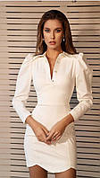 Стильное модное элегантное женское платье с отложным воротничком Мини. Костюмка креп 42и44 Цвет 3 Белый