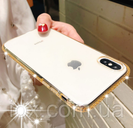 ПОТЕРТОСТІ силіконовий золотий чохол з камінням Сваровські для Iphone ХЅ Max