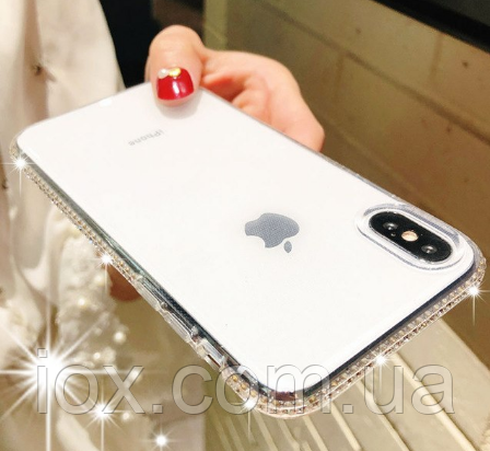 ПОТЕРТОСТІ Прозорий силіконовий чохол з камінням Сваровські для Iphone ХЅ Max
