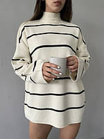 Стильный тёпленький женский свитер свободного кроя в полосочку Турция Вязка 42-48 Цвета 4