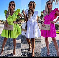 Модное стильное женское платье с воланами,лёгкое,воздушное Коттон Х/Б 100% 42-44,44-46 Цвета3