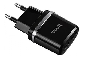 Зарядний чорне пристрій Hoco C12A Smart Dual USB 2